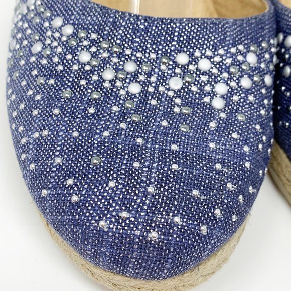 White Mountain  Blue Silver Studded Woven Heel 8 - Picture 5 of 10